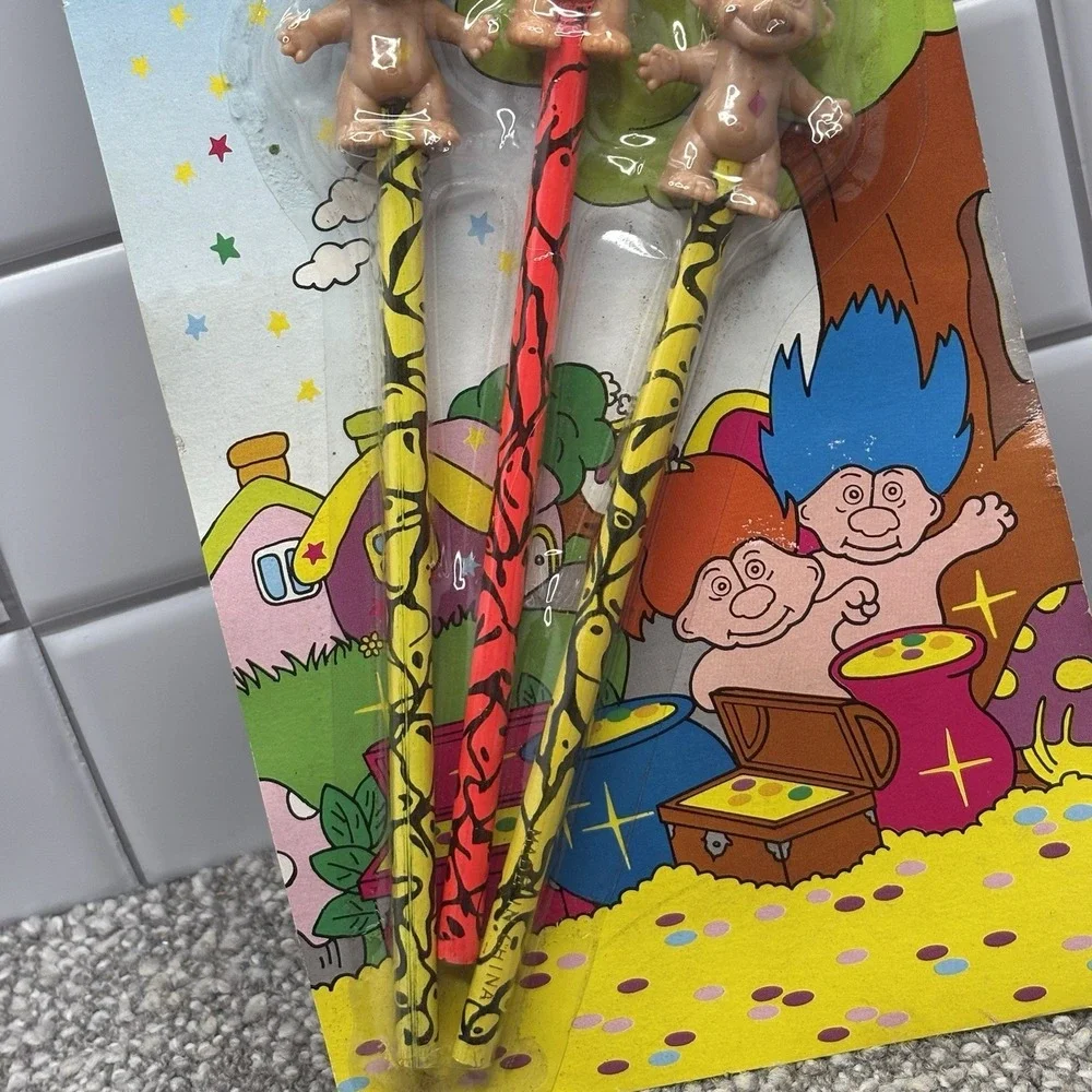 VTG Troll Pencils New Wishing Star Trolls Novelty Collectible NOS